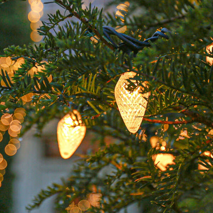 Connectable Pinecone String Lights on Black Rubber Cable