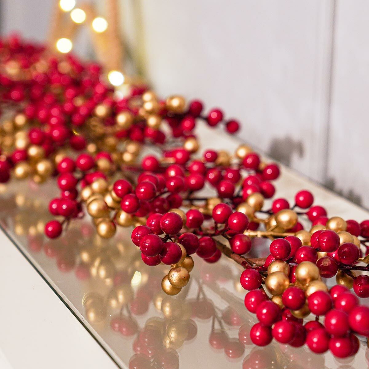 1.3m Red & Gold Berry Cluster Christmas Garland