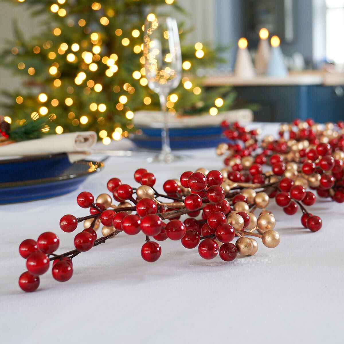 1.3m Red & Gold Berry Cluster Christmas Garland